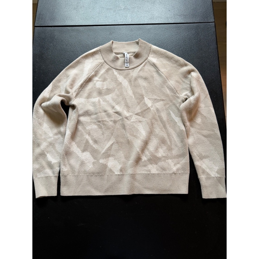 Athleta Merino Wool Blend Abstract Camo Sweater Beige Cream XXS 632069-01